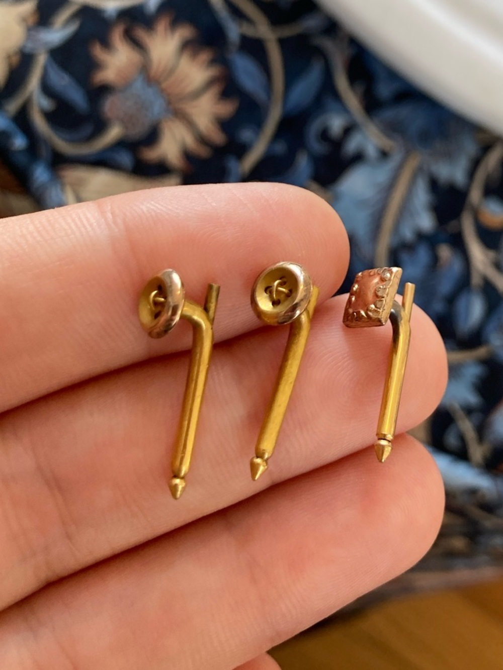 Antique Victorian? Shirt Studs/Collar Studs Gold Button & Square Engraved